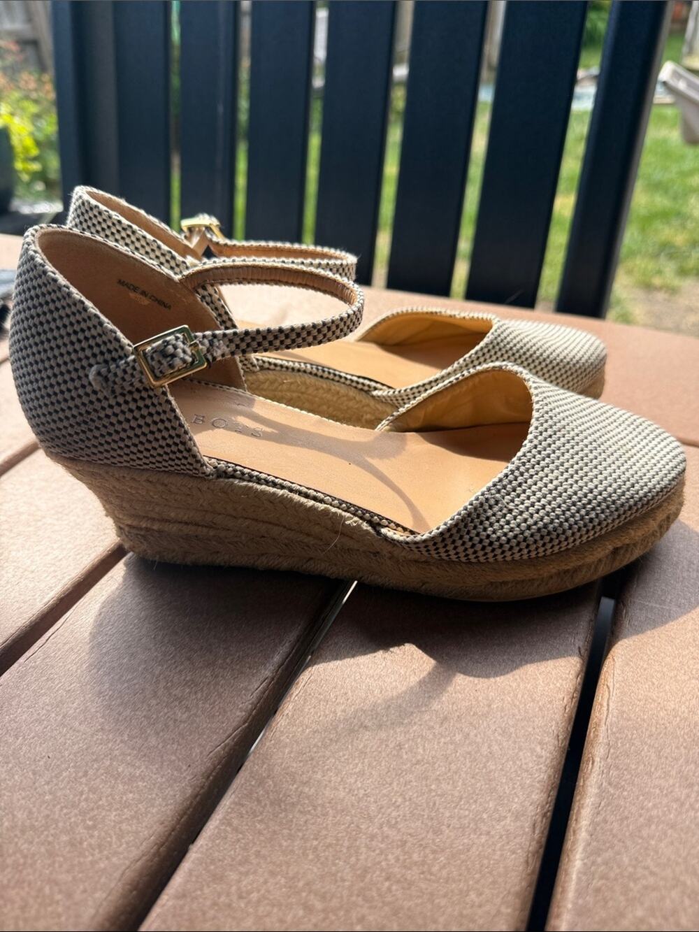 Talbots Lyndsay Espadrille Wedges Black & White Sz 8